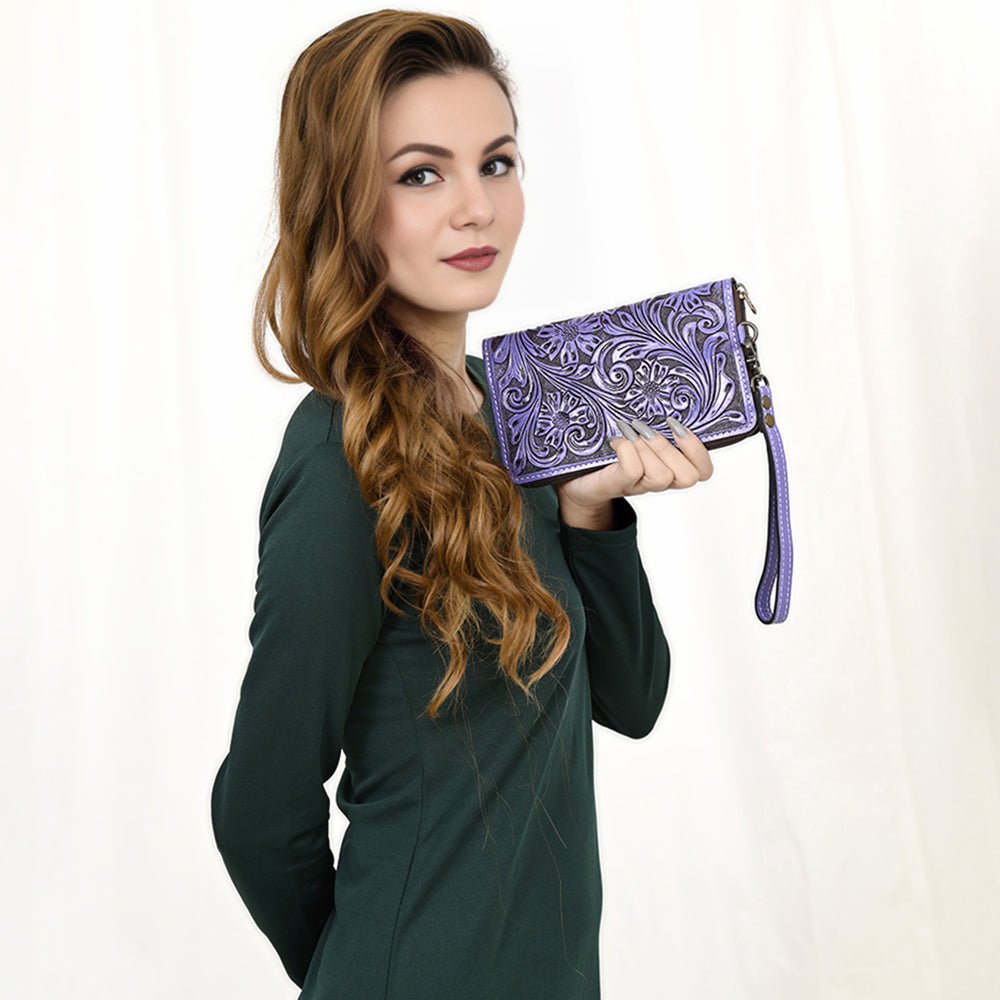 American Darling Clutch Hand Tooled Genuine Leather
