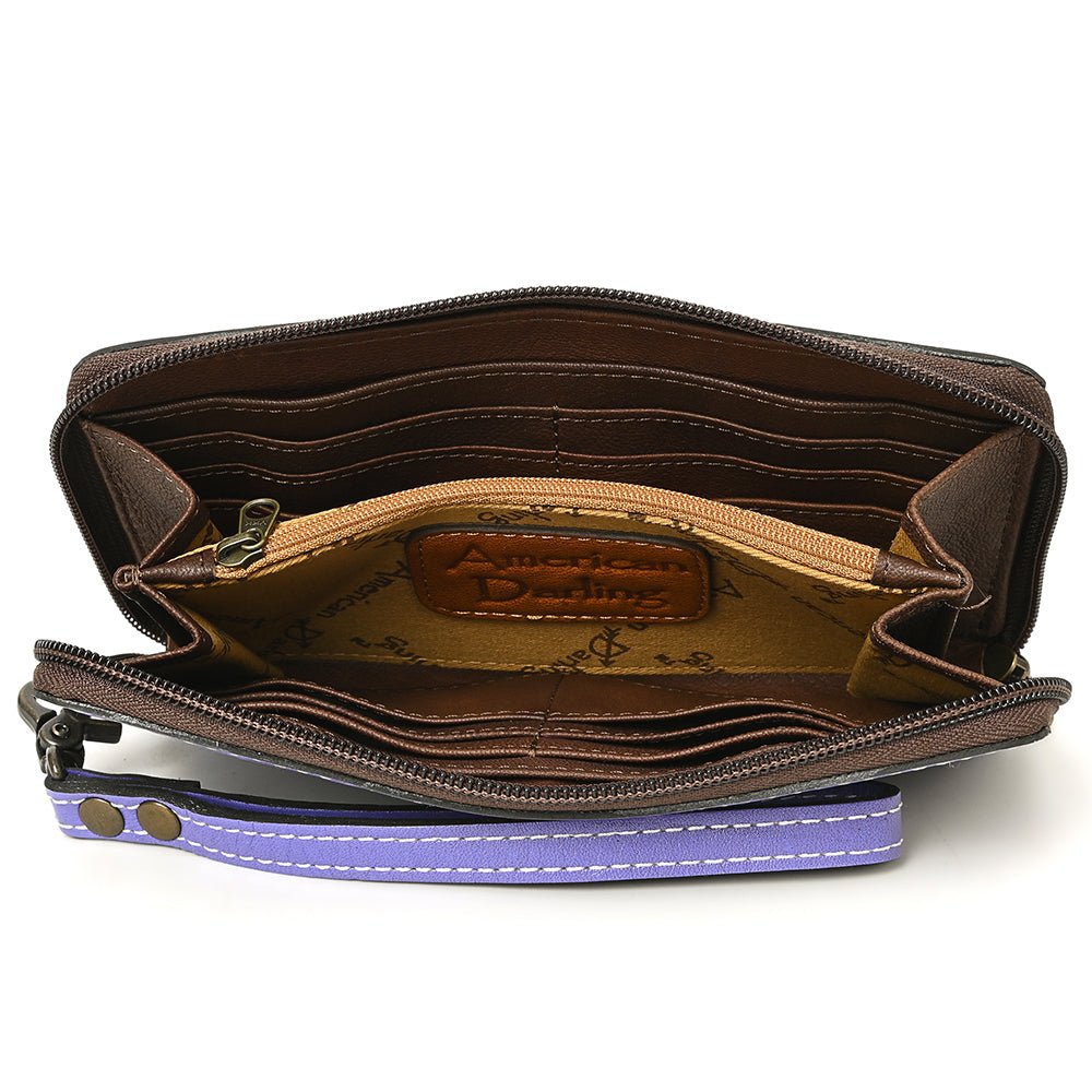American Darling Clutch Hand Tooled Genuine Leather