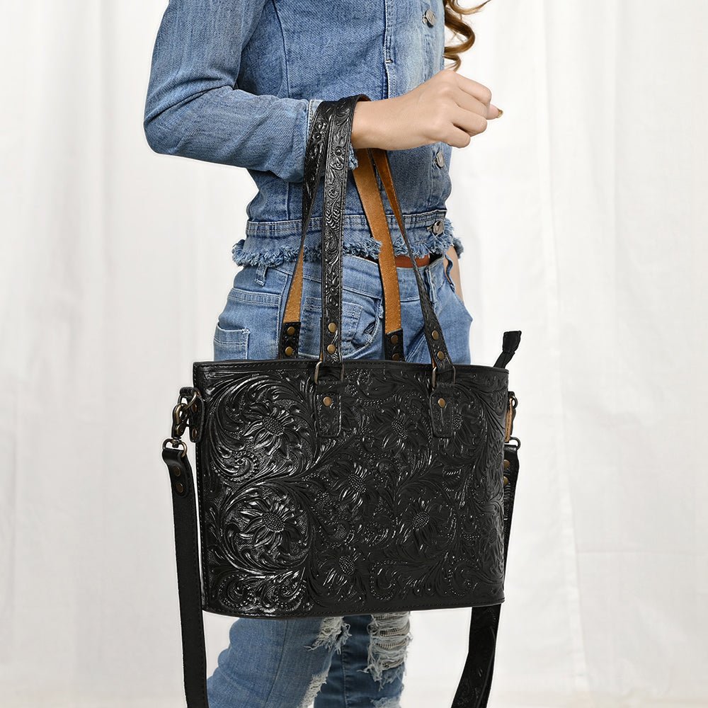 American Darling Tote Hand Tooled Genuine Leather