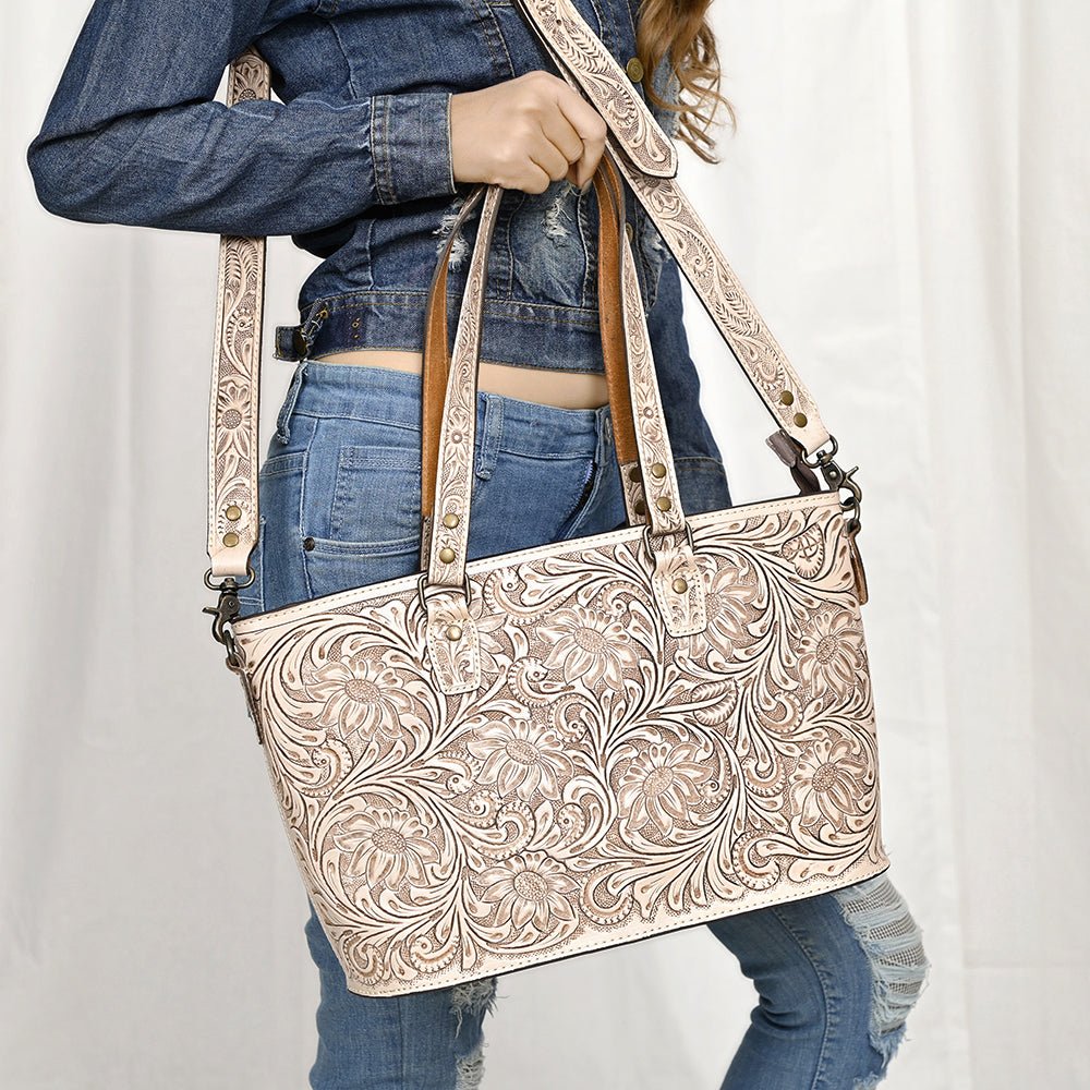 American Darling Tote Hand Tooled Genuine Leather