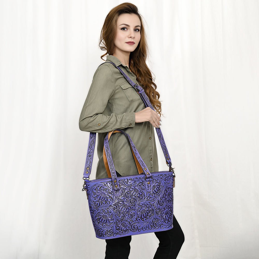 American Darling Tote Hand Tooled Genuine Leather