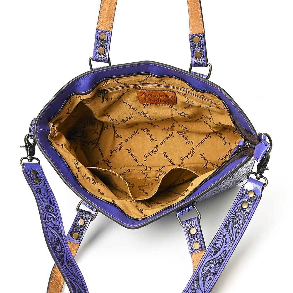 American Darling Tote Hand Tooled Genuine Leather