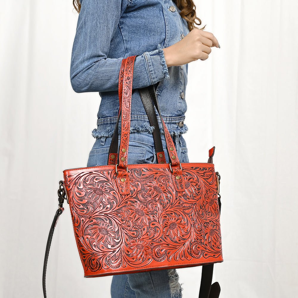 American Darling Tote Hand Tooled Genuine Leather