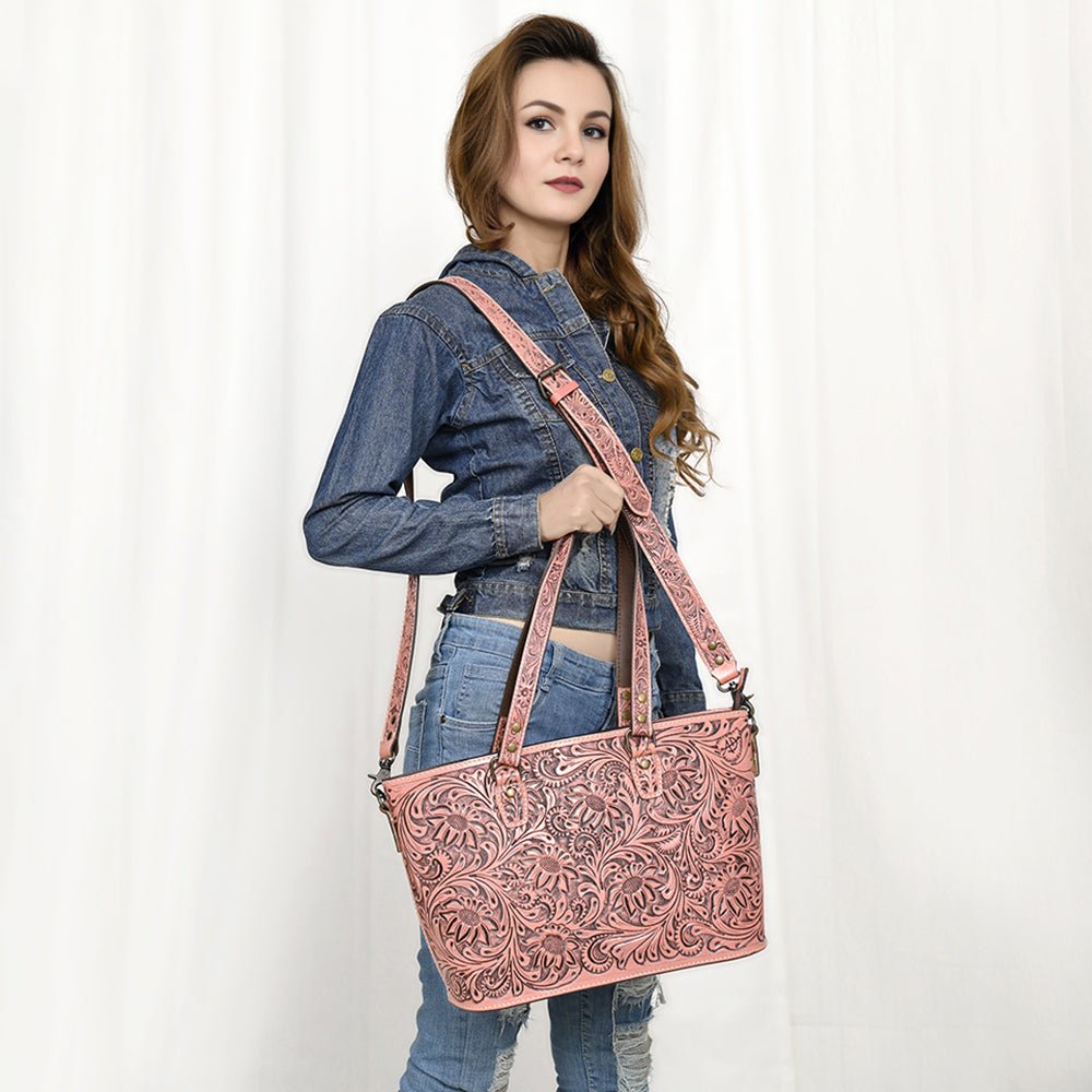 American Darling Tote Hand Tooled Genuine Leather