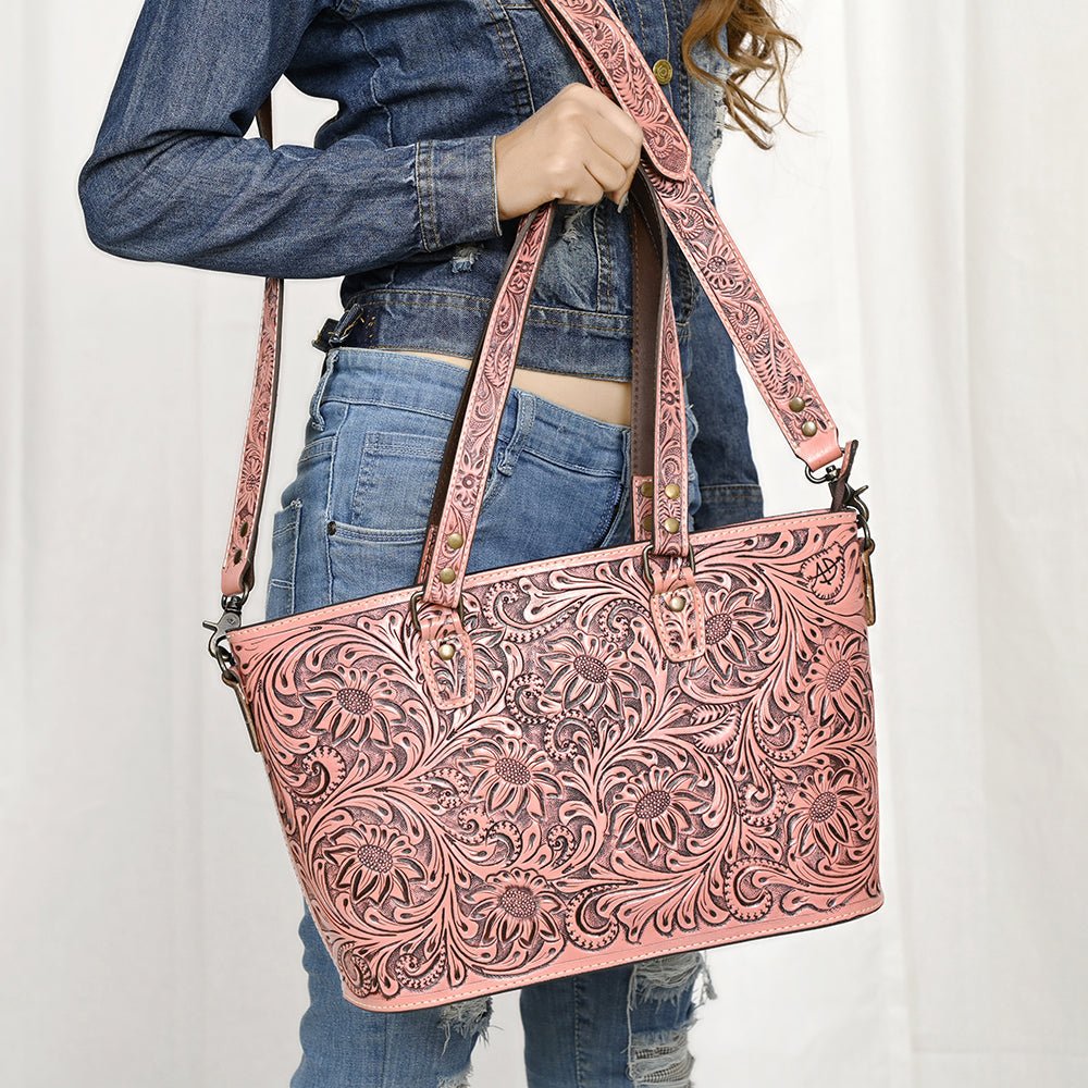 American Darling Tote Hand Tooled Genuine Leather