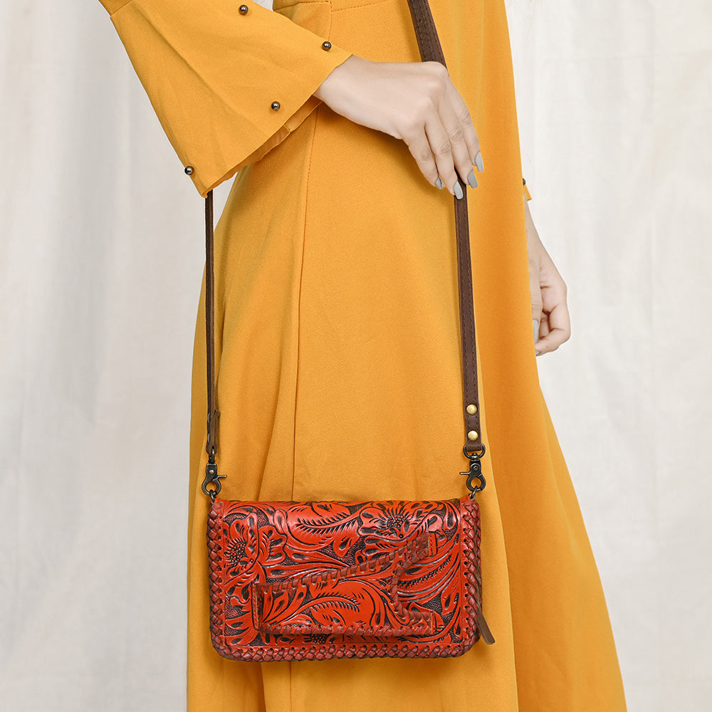 American Darling Clutch Hand Tooled Genuine Leather