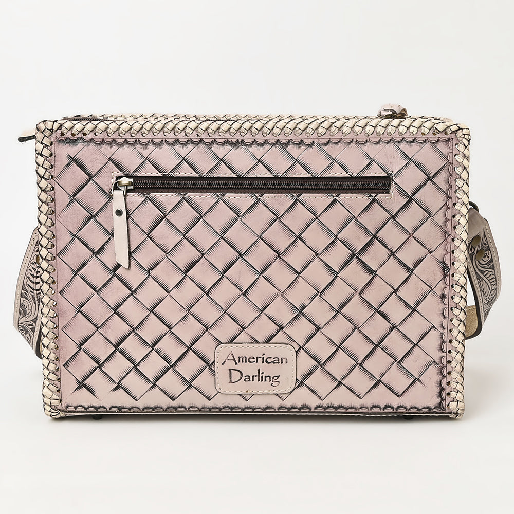 American Darling Western Hand-Tooled Leather Crossbody Bag – Genuine Floral Carved Women’s Purse with Strap and Fringe Detail