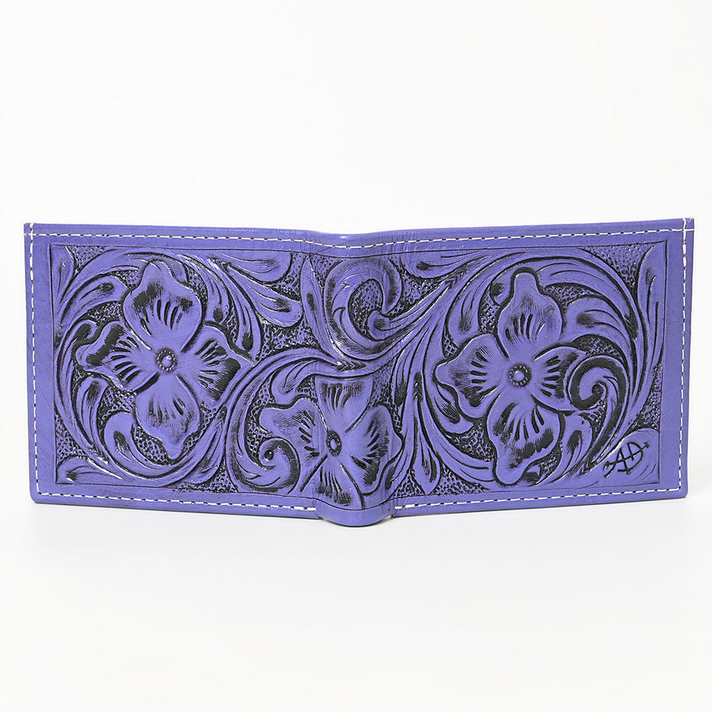 American Darling Western Bifold Wallet Handcrafted from Tooled Genuine Leather | Floral Carved Design with Multiple Card Slots