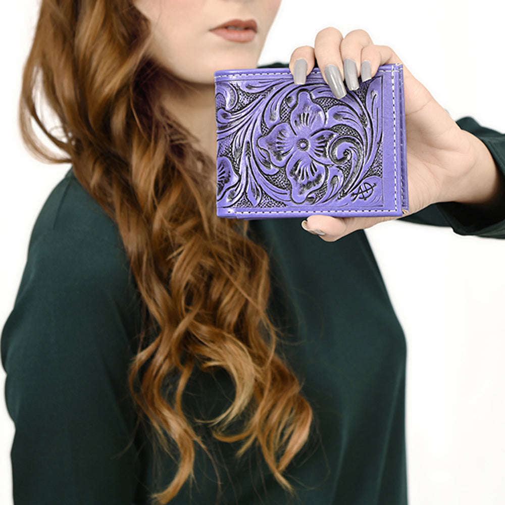 American Darling Western Bifold Wallet Handcrafted from Tooled Genuine Leather | Floral Carved Design with Multiple Card Slots