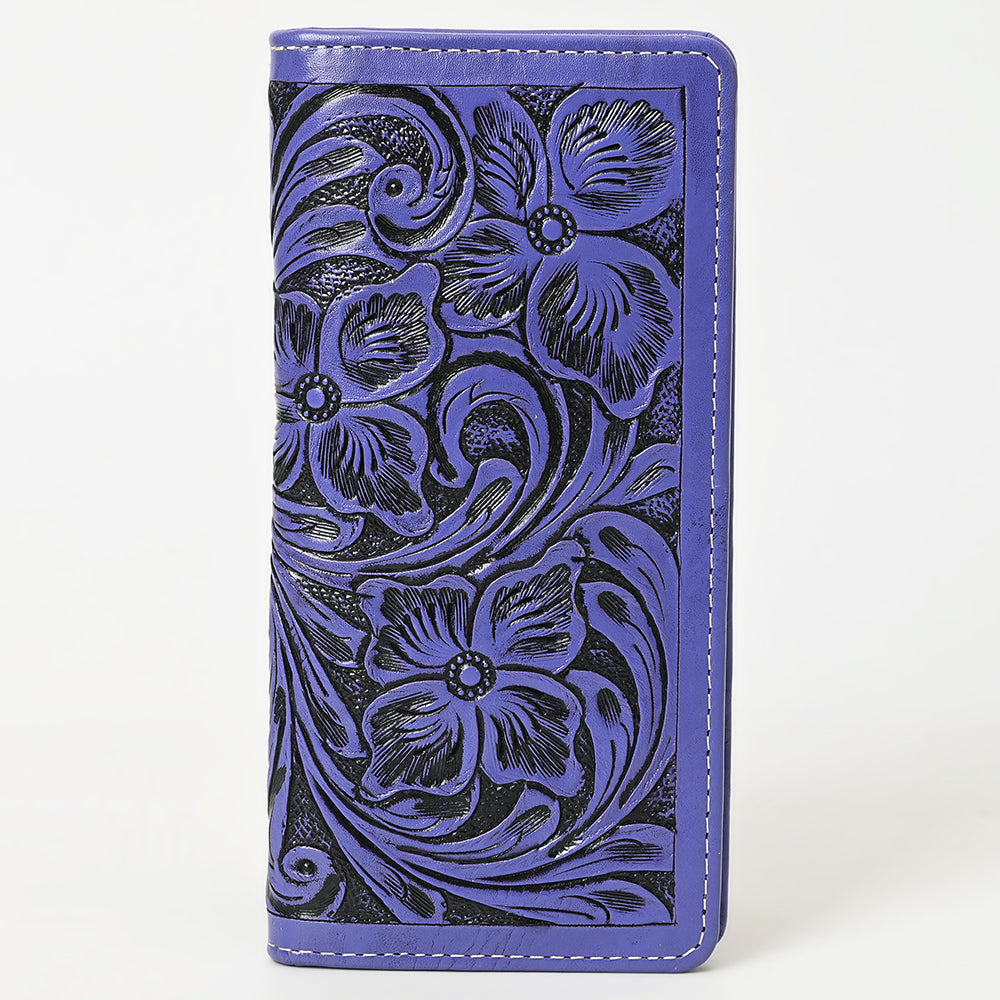 American Darling Hand-Tooled Genuine Leather Wallet Handbag – Floral Carved Western Women’s Wallet with Card Slots & Bill Compartments