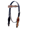 BAR H EQUINE Western Horse Floral Hand Painted Genuine Leather Buckstich Headstall Brown