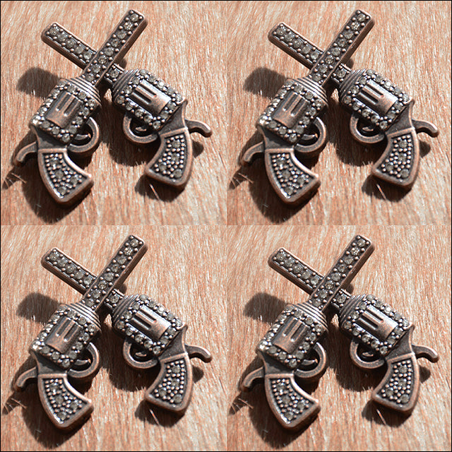 Western Screw Back Concho One Piece Crystal Bling Cross Pistol Saddle