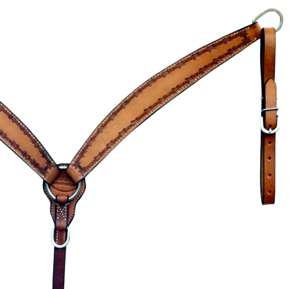 Bar H Equine Leather Horse Headstall Breast Collar & One Ear Headstall Tan