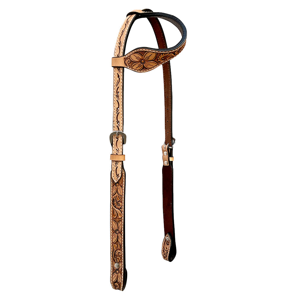 Bar H Equine Western Horse Genuine Leather Floral Carved Tack Set Tan