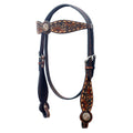 BAR H EQUINE Western Horse Floral Hand Painted Genuine Leather Headstall Dark Brown