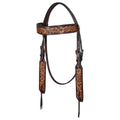 Bar H Equine Western Leather Headstall & Breast Collar Floral Dark Brown