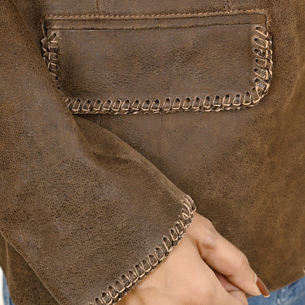 Genuine Vintage Leather Shirt Blazer for Women