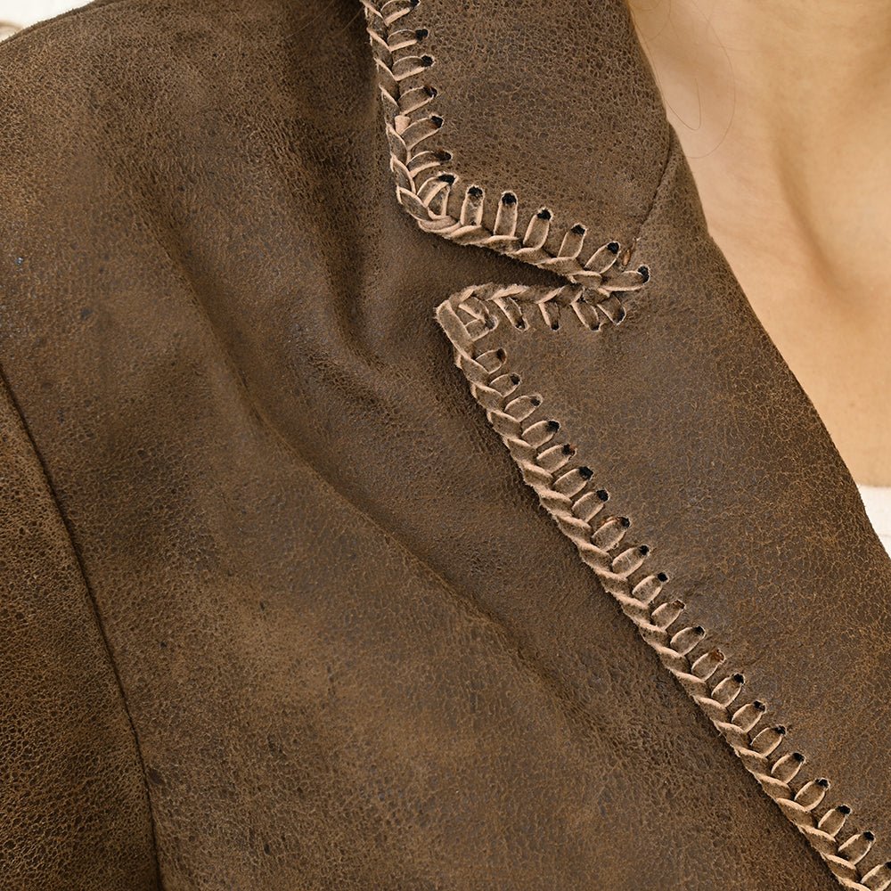 Genuine Vintage Leather Shirt Blazer for Women