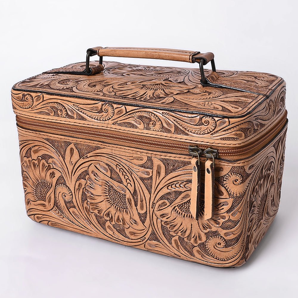 American Darling Jewelry Case Hand Tooled Genuine Leather
