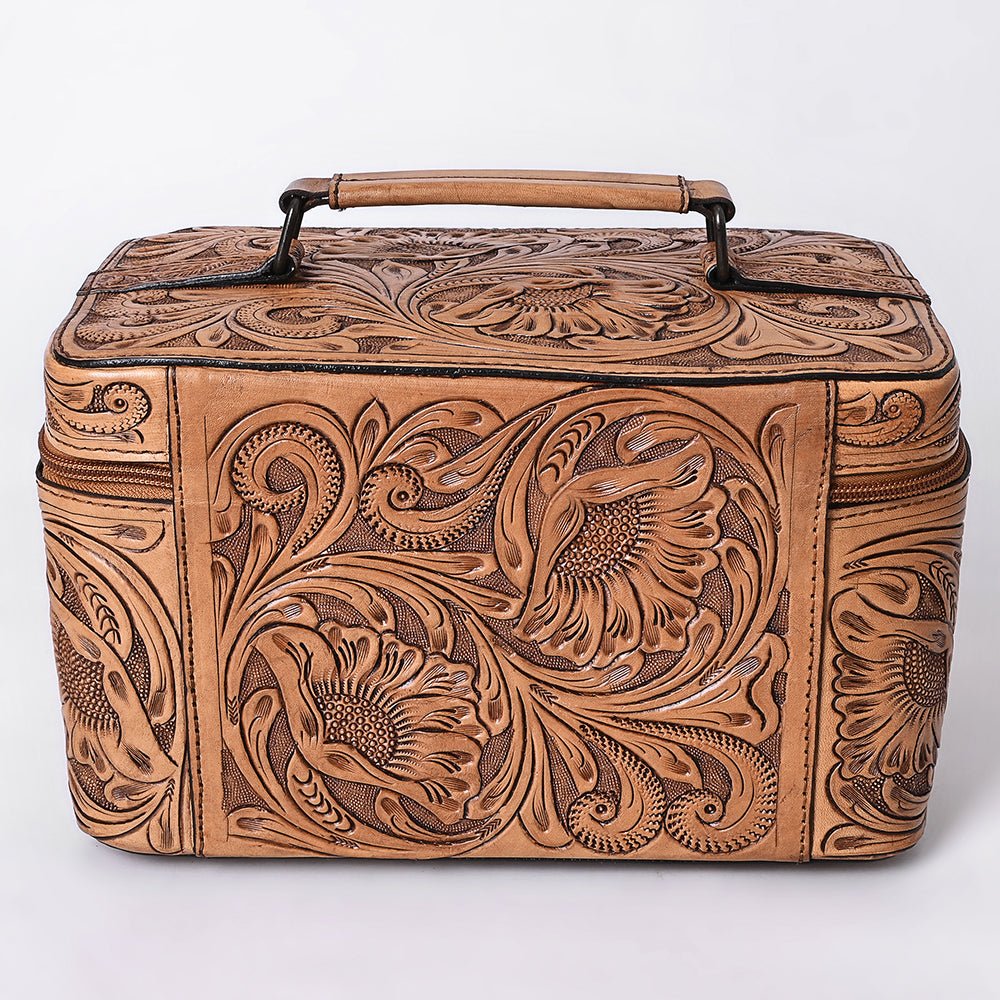 American Darling Jewelry Case Hand Tooled Genuine Leather
