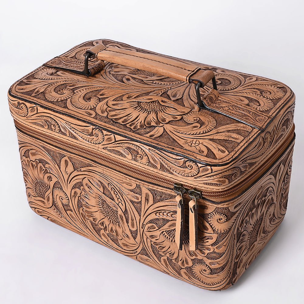 American Darling Jewelry Case Hand Tooled Genuine Leather