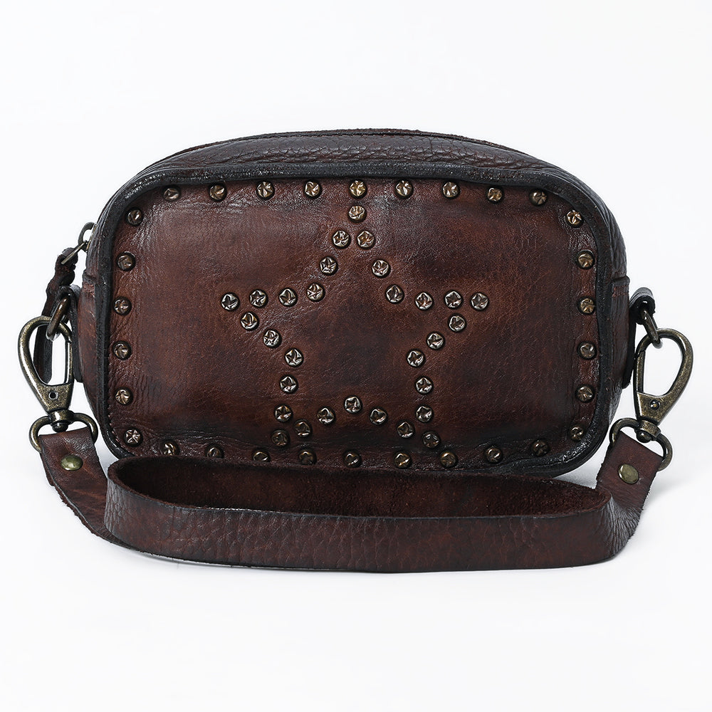 Spaghetti Western Small Crossbody Vintage Handmade Drum Dyed Genuine European Cowhide Leather