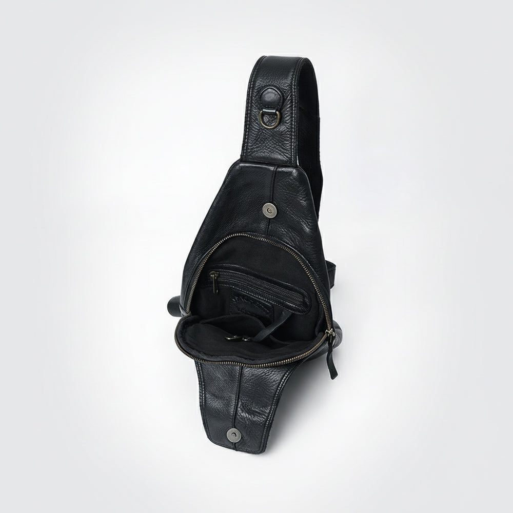 Spaghetti Western Swc202Blk Sling Vintage Handmade Drum Dyed Genuine European Cowhide Leather Women Bag Western Handbag Purse
