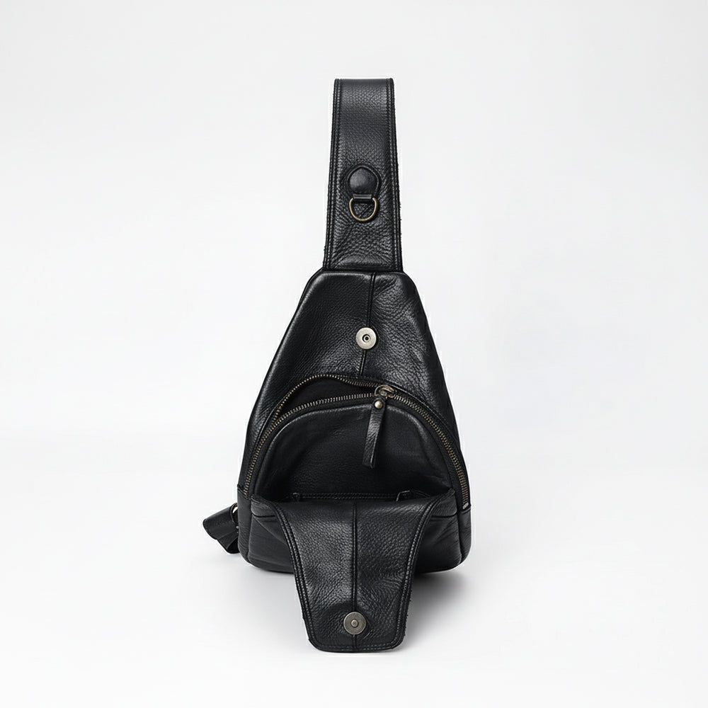 Spaghetti Western Swc202Blk Sling Vintage Handmade Drum Dyed Genuine European Cowhide Leather Women Bag Western Handbag Purse