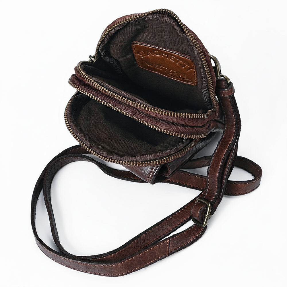 Spaghetti Western Swc210Cg Sling Vintage Handmade Drum Dyed Genuine European Cowhide Leather Women Bag Western Handbag Purse