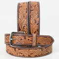 BAR H EQUINE 32 - 42 In Floral Hand Tooled Western Genuine Leather Belt Brown