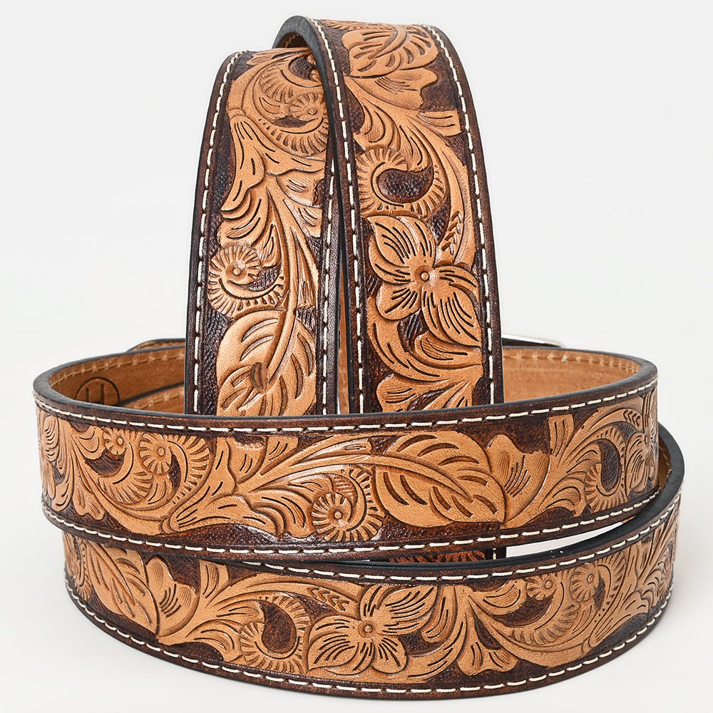BAR H EQUINE Western Genuine Leather Men And Women Belt Floral
