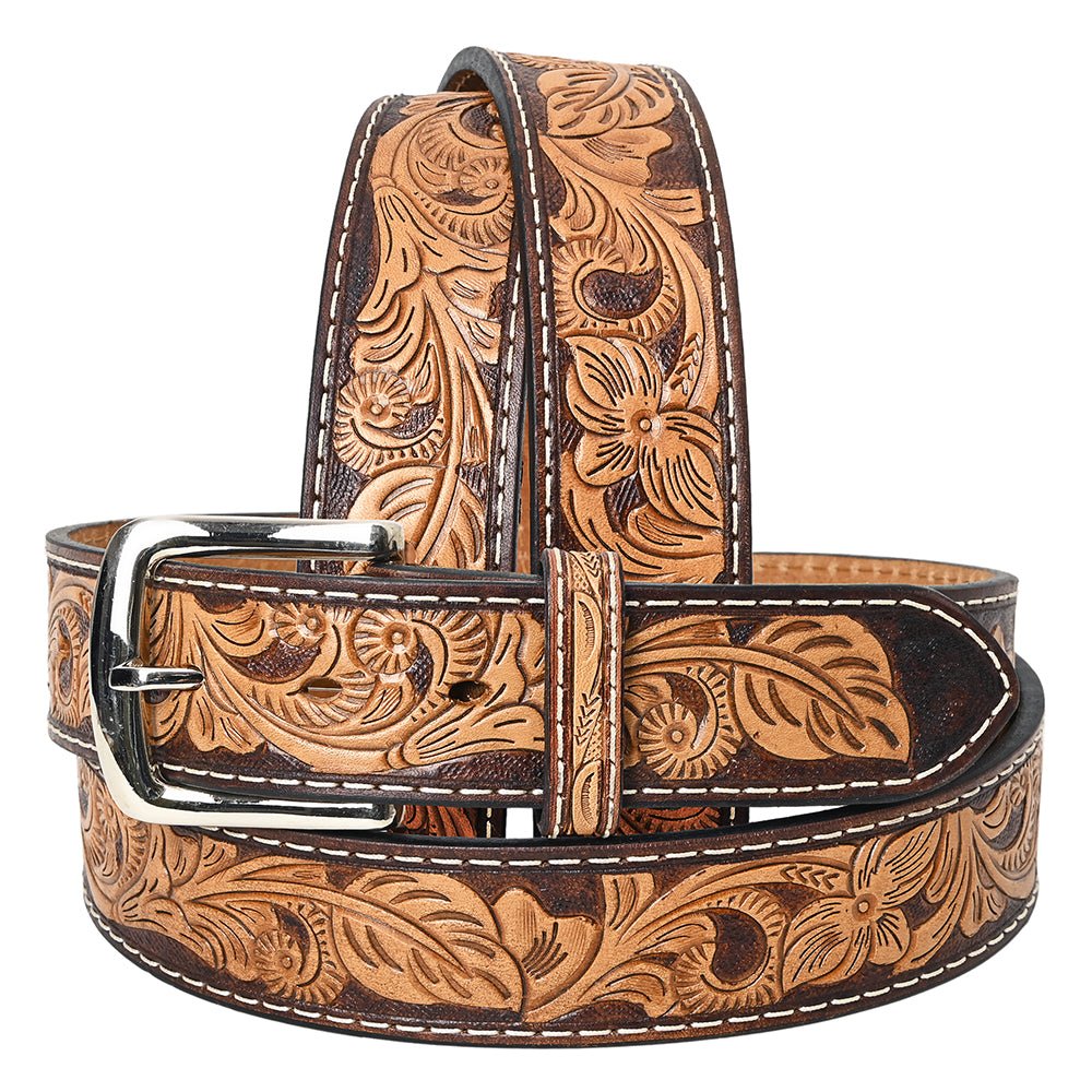 BAR H EQUINE Western Genuine Leather Men And Women Belt Floral
