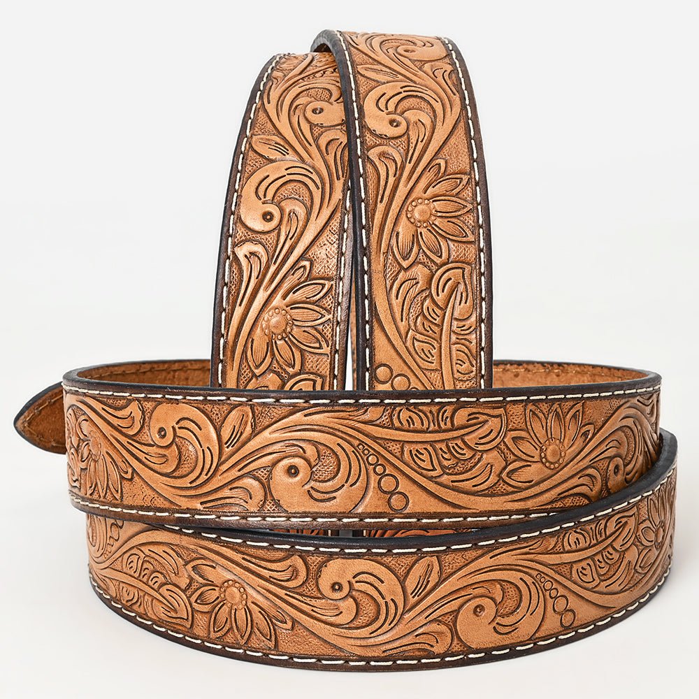 BAR H EQUINE Western Genuine Leather Men And Women Belt Floral