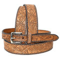 BAR H EQUINE Western Genuine Leather Men And Women Belt Floral
