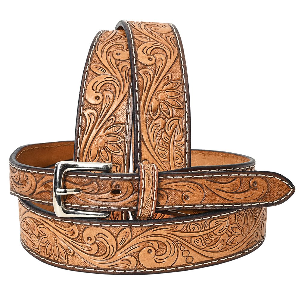 BAR H EQUINE Western Genuine Leather Men And Women Belt Floral