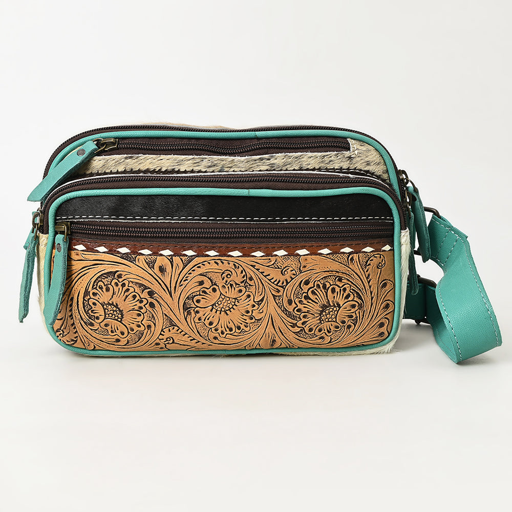 OHLAY Hand-Tooled Hair-On Leather Fanny Pack