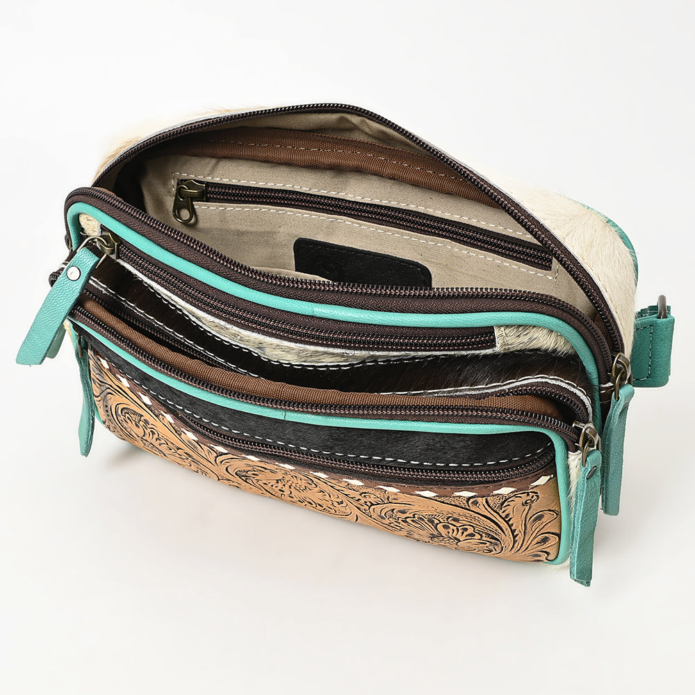 OHLAY Hand-Tooled Hair-On Leather Fanny Pack