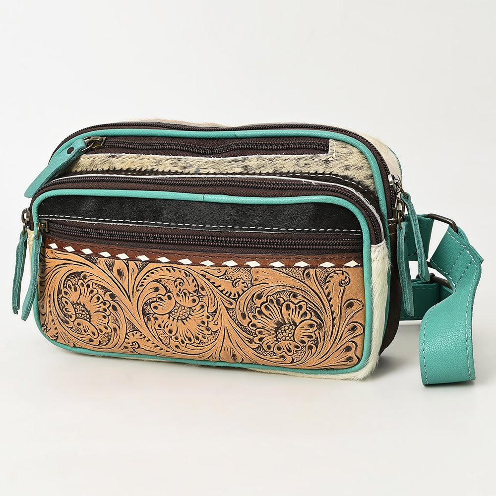 OHLAY Hand-Tooled Hair-On Leather Fanny Pack
