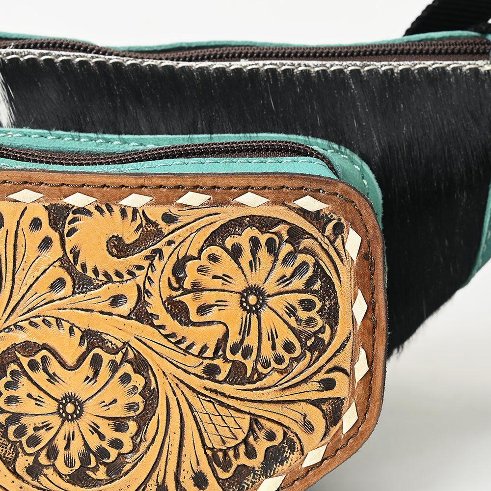 OHLAY Hand-Tooled Hair-On Leather Fanny Pack