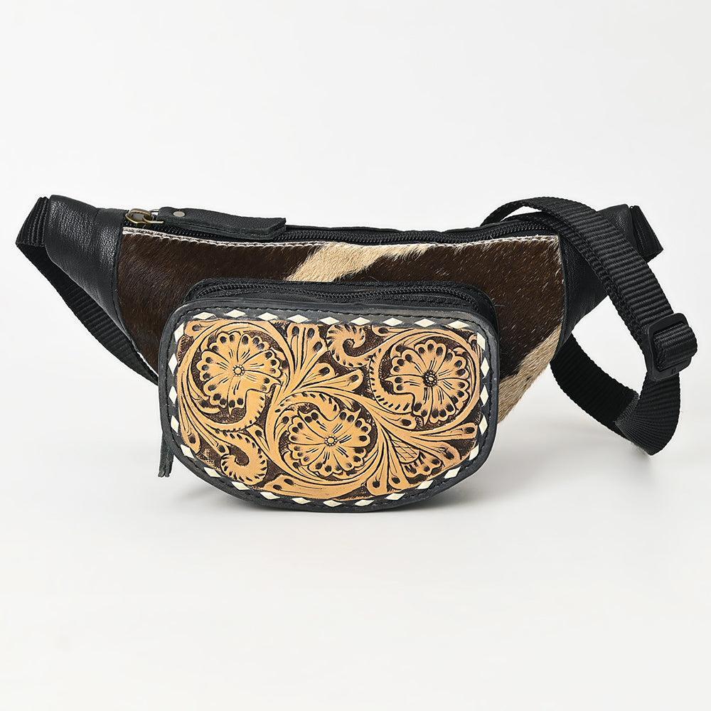 OHLAY Hand-Tooled Hair-On Leather Fanny Pack