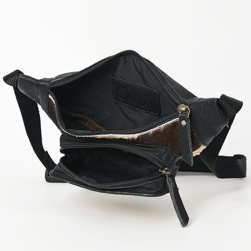 OHLAY Hand-Tooled Hair-On Leather Fanny Pack