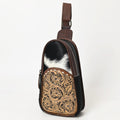 OHLAY Hand-Tooled Hair-On Leather Sling Bag