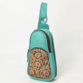 OHLAY Hand-Tooled Leather Sling Bag