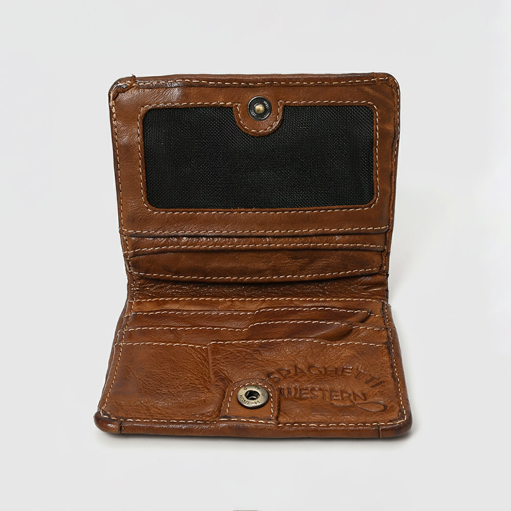 Spaghetti Western SWM111 Wallet Vintage Handmade Drum Dyed Genuine European Cowhide Leather Women Bag Handbag Purse