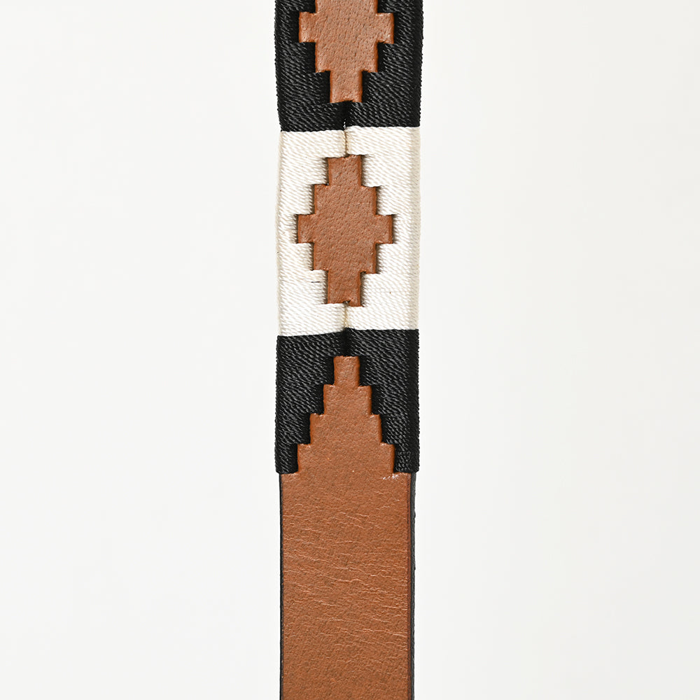 BAR H EQUINE Western Genuine Leather Dog Collar Embroidered  Black & White