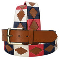 BAR H EQUINE Western Genuine Leather Men And Women Belt Embroidered Pink Blue & White