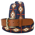 BAR H EQUINE Western Genuine Leather Men And Women Brown Belt Embroidered Blue Red & White