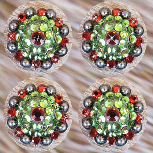 Western Screw Back Concho Green Siam Crystal Bling Headstall Tack Cowgirl