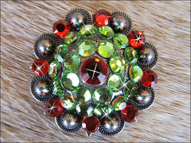 Western Screw Back Concho Green Siam Crystal Bling Headstall Tack Cowgirl