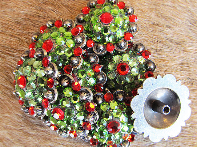 Western Screw Back Concho Green Siam Crystal Bling Headstall Tack Cowgirl